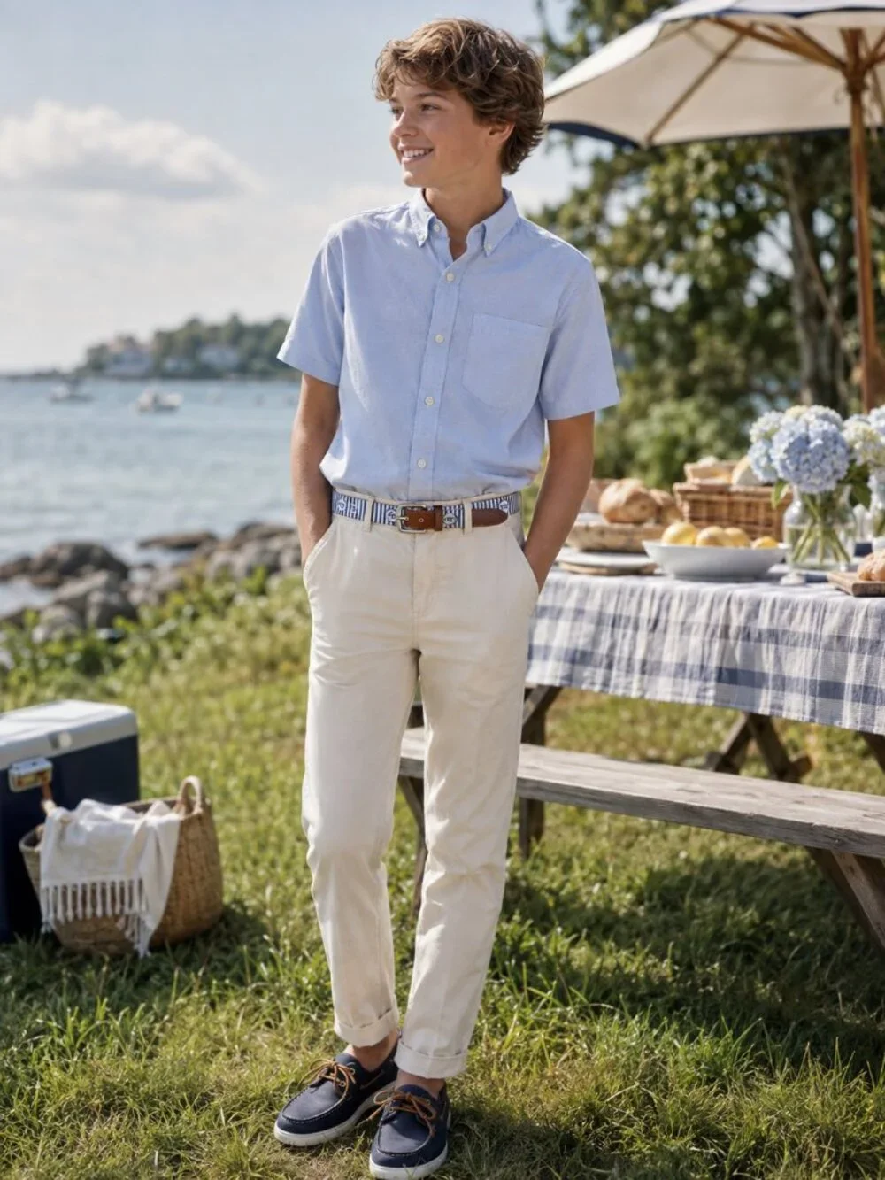 Peter Millar Sea Island Kids Xl Blue Stitched Belt
